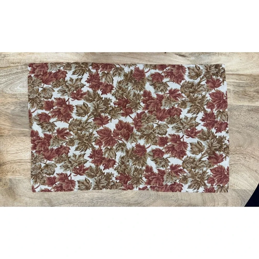 Vintage Williams Sonoma Autumn Maple Leaf Linen Blend Placemat 5 Pieces